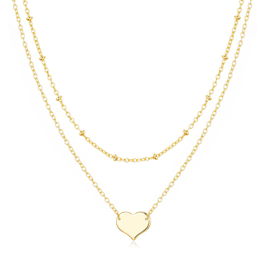 Philip Jones Gold Plated Double Layered Heart Necklace