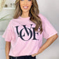 Womens Love Slogan Short Sleeve Oversized Printed Casual Summer Baggy Fashion Ladies Tshirt Tee Plus Size Top (Pink, SM (UK 8-10))