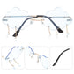 NUOBESTY Sunglasses Rave Tassel Glasses Crystals Decor Glasses for Men Clear Rimless Eyewear Cloud Eyeglasses Rimless Cloud Glasses Black for Men Summer Eyewear Man Pc Unique