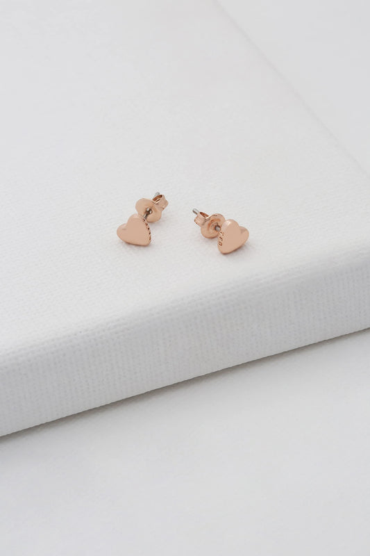 Ted Baker Harly Tiny Heart Stud Earrings For Women (Rose Gold)