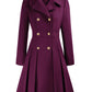 GRACE KARIN Women's Elegant Double-Breasted Coat Windproof Trench Coat Outwear for Winter A-Line Peacoat L Dark Purple