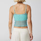 Women Y2K Sexy Halter Lace See Through Crop Top Floral Spaghetti Strap Tie Backless Vest Tank Top Summer Club Tops (Y2k top-Lake Blue, S)