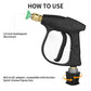 GIONAR 7pcs Pressure Washer Gun, Short Nozzle Jet Wash Gun with M22 14MM Hose Interface and Adaptor Compatible with 1/4 inch Quick-Connect Nozzles 4350PSI High Pressure for Car Washing