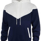 comefohome Mens Hoodies UK Pullover Color Block Sweatshirts Long Sleeve Fleece Hoody Drawstring Casual Designer Tops with Pockets White Navy L