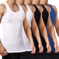 FALARY Mens Vest Tops Pack of 5 Tank Tops Fitted 100% Cotton Basic Plain Color Underwear and Colours Black White Navy S