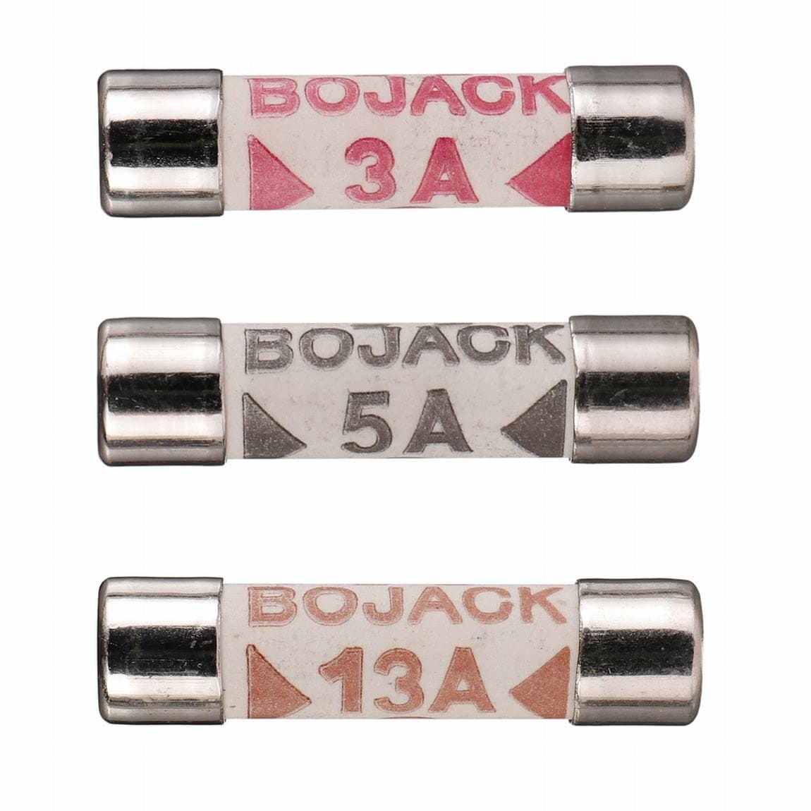 BOJACK 3 Values 42 pcs 3 5 13 A amp 240 V Volt Household Mains Plug Fuse 6.3x25 mm 0.25x1Inch BS1362 Ceramic Tube Cartridge Fuses Assortment Kit packag in a Clear Plastic Box