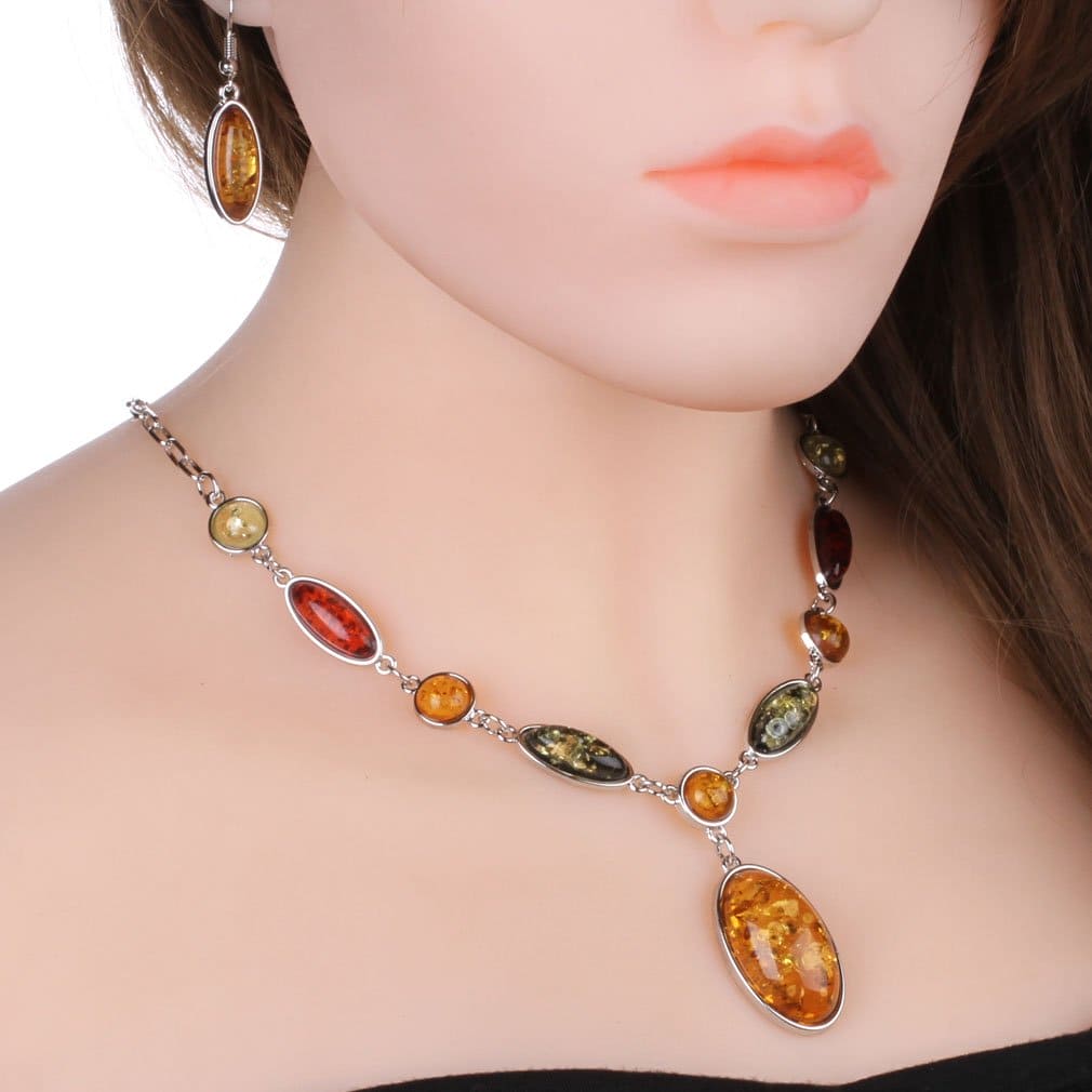 YAZILIND Jewelry Sets Tibetan Silver Pendant Necklace Water Drop Earrings Set Jewellery for Women