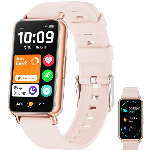 Smart Watches for Women, Fitness Tracker with 1.47" Touchscreen, 24/7 Heart Rate/Sleep Monitor/Calorie Monitor, 100+ Sports Modes Activity Trackers,Smart Watch Compatible with Android iOS Pink