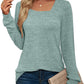 PANOZON Womens Long Sleeve Tops Ladies Square Neck Jumpers Sweatshirts Loose Fit Light Green XL