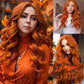 Siudus Ginger Wig Long Curly Wavy Wigs for Women Synthetic Natural Middle Part Copper Red Wig for Daily Party Use