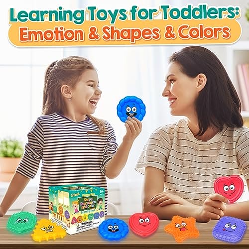 Sensory Toys for Kids Toddlers - Social Emotional Feelings Toys for Special Needs, Texture Shapes Learning Tactile Toy Preschool Classroom Must Haves, Calm Down Sensory Toys for Autistic Children