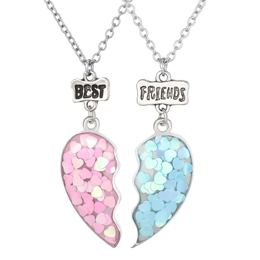 Dacitiery 2 Pcs Puzzle Heart Necklace Best Friend Necklace Alloy Pendant Friendship Jewellery Gift For Girls Women Graduation Birthday Gift