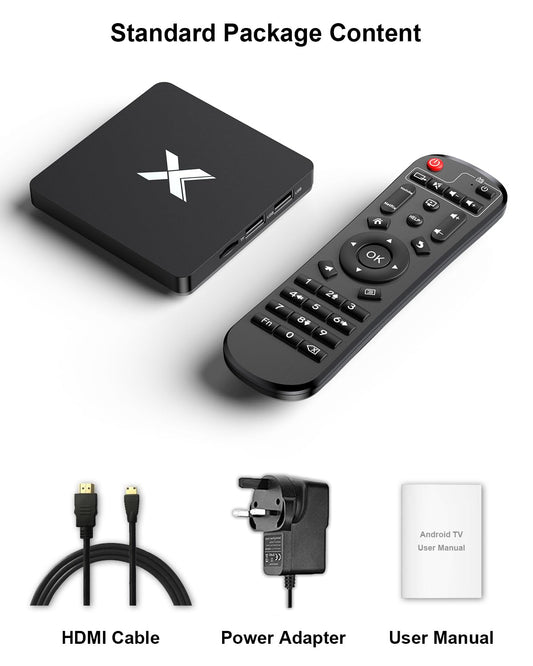 Android Box 4GB RAM 32GB ROM,Android TV Boxes Buitin Quad Core Cortex-A53 CPU 4K UHD,TV Box Android with Dual WIFI Bluetooth 5.0 DLNA Smart TV Box with 10/100M LAN USB 2.0