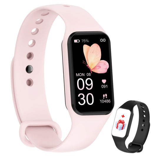 IOWODO Smart Watch for Women, Fitness Tracker with Heart Rate/Blood Oxygen/Sleep Monitor/Custom Dials, 5ATM Waterproof Step Counter Watch with 24 Sport Modes Activity Tracker for iOS Android - Pink