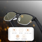 Bone Conduction Glasses, Smart Glasses Bluetooth Audio Sunglasses Open Ear Headphones Stereo HD Calls Noise Reduction P5 Waterproof, Touch Switch, for Women and Men(B Gold)