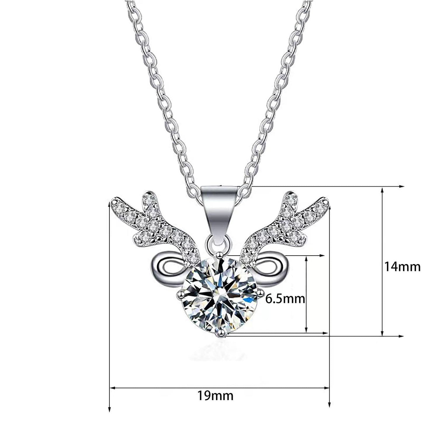 Imwell Angel's Wings Antler Moissanite Pendant Diamond Necklace Fashion Design Necklace For Wife Mother Friend Anniversary Birthday Gifts Jewellery