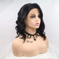 Xiweiya Wigs 1b# Black Loose Wave Bob Lace Front Wig Side Part Natural Black 13x4 Lace Front Wig Natural Hairline Heat Reistant Fiber Synthetic Full Wig Soft Wig for Women 14inch