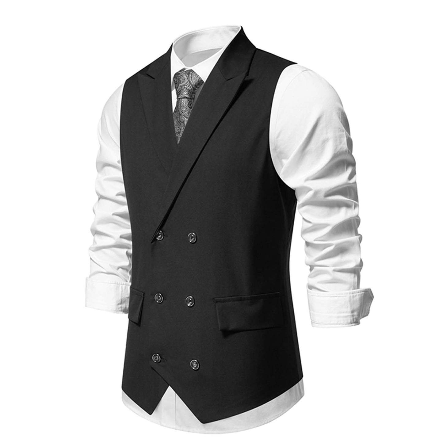 Clearance Men's Formal Plain Waistcoats Classic Casual Business Suit Vest V-Neck Tank Top Sleeveless Undershirts Solid Tuxedo Waistcoat Slim Fit Cotton Vests with Pockets Wedding Party Waistcoat