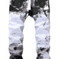 Enrica Men's Casual Color Printed Jeans Skinny White Denim Pants (5602 White, 32)