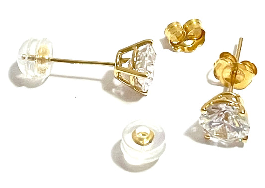2 ctw Diamond Stud Earrings Real Solid Gold Earrings 18 Karat HANDMADE Diamond Earrings for women + Plastic 18k Silicone Earbacks 6.5mm Diamonds for Mom on Mothers Day Birthday wife Fiance present 2ct