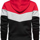 comefohome Mens Hoodie Pullover Color Block Sweatshirts Long Sleeve Hoody Drawstring Casual Tops with Pockets Red L