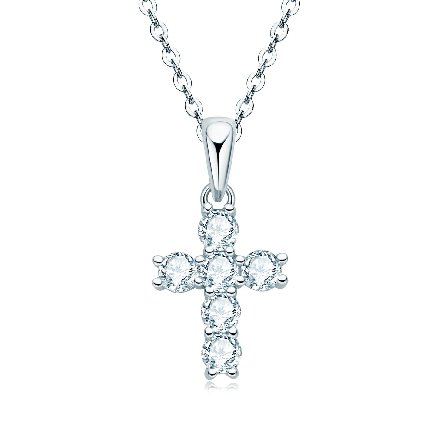 AINUOSHI Cross Necklace Silver 925 Necklace Moissanite Diamond Pendant Cross Necklace Silver Chain Jewellery Gifts for Women