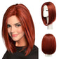 BESTUNG Short Bob Red Wigs for Women Neck Length Full Wig Natural Honey Red color Looking with Wig Cap(12 inch)