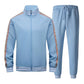 PYALT Men's Tracksuits Long Sleeve Casual Sweatsuit Full-zip Suits Track Active Tracksuit-1215TK2-Blue-XL