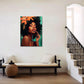 LZIMU African American Wall Art Flower on Black Girl Women Canvas Art Paintings Abstract Girl Picture Prints for Bedroom Home Decor Framed (Women-2, 16"x24" (40.00 x 60.00 cms))