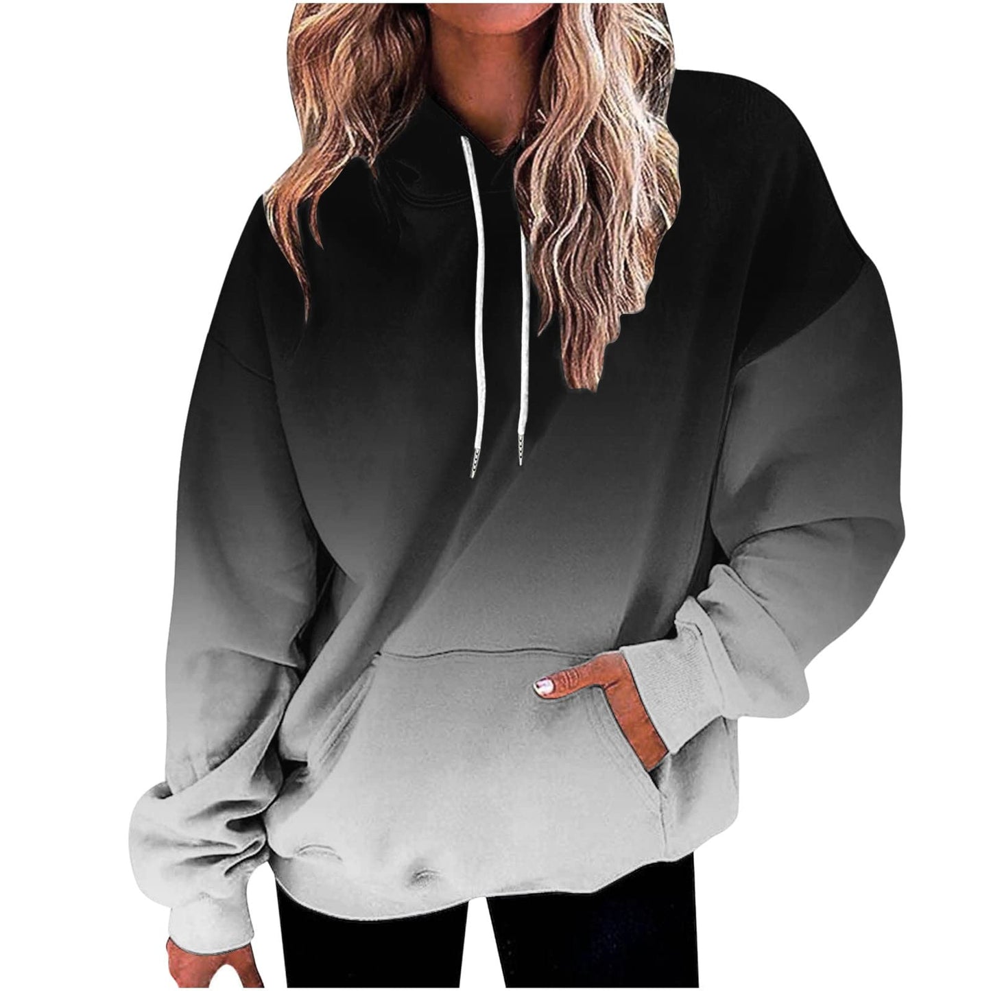 Womens Long Sleeve Tops Ladies Loose Fit Jumpers Twist Front Sweatshirt Oversized Hoodie Black XXL