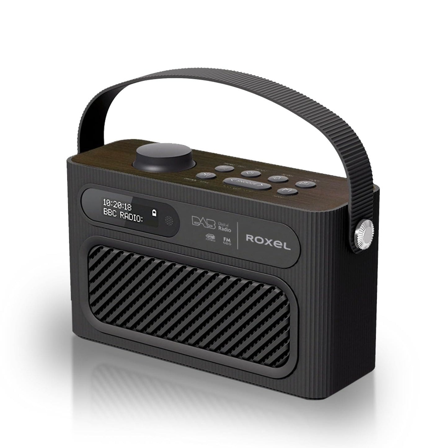 Roxel RDR-40 Stereo DAB/DAB+ Digital and FM Radio Portable Wireless Speaker with Dual Alarm Clock Function, USB & Micro SD MP3 Playback Function, 3.5mm Headphone Output (Black)