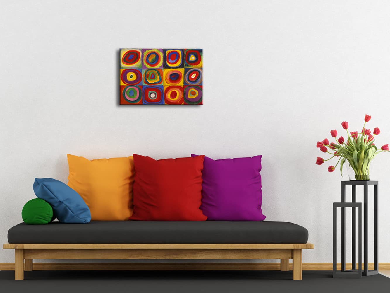 Wieco Art Squares with Concentric Circles Canvas Wall Art Print of Wassily Kandinsky's Famous Paintings Abstract Wall Art for Wall Decor Living Room Bedroom Home Decorations