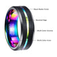 NUNCAD Men's/Women's Groove Tungsten Carbide Ring Colorful Black Wedding Engagement Band 8mm Wide Size W1/2