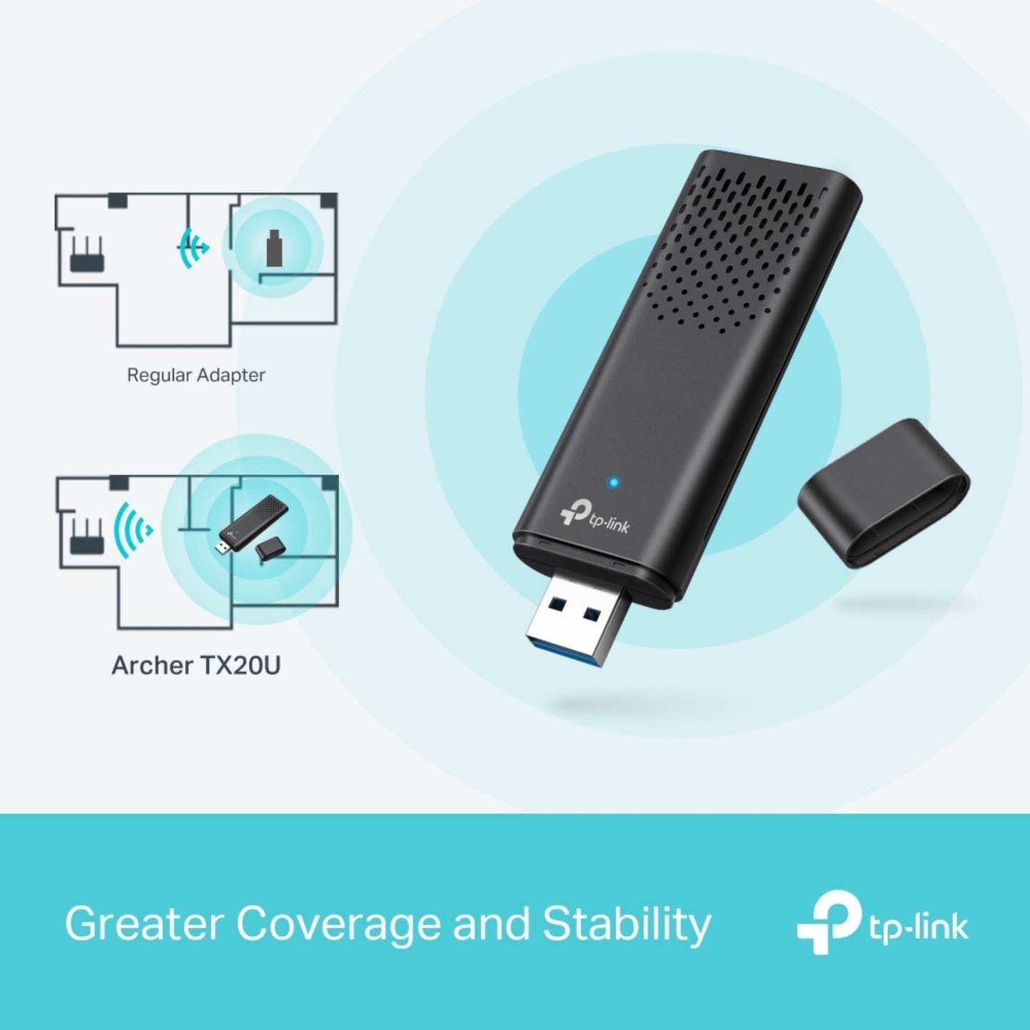 TP-Link AX1800 Dual Band Wi-Fi 6 Wireless USB Adapter, Wi-Fi dongle, SuperSpeed USB 3.0, MU-MIMO, Low- Latency Gaming, Supports Windows 10/11, Highly Secure WPA3, Easy Setup (Archer TX20U)