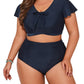 Hanna Nikole Women Push Up Swimwear V Neck Tummy Control Bikini Summer for Chubby Navy Blue 22