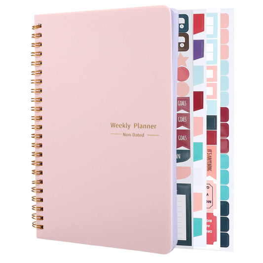 To Do List Notebook, A5 Weekly Planner Undated, Planning Pad Checklist Productivity Organizer 52 Pages for Students, Work, Fitness(Pink)