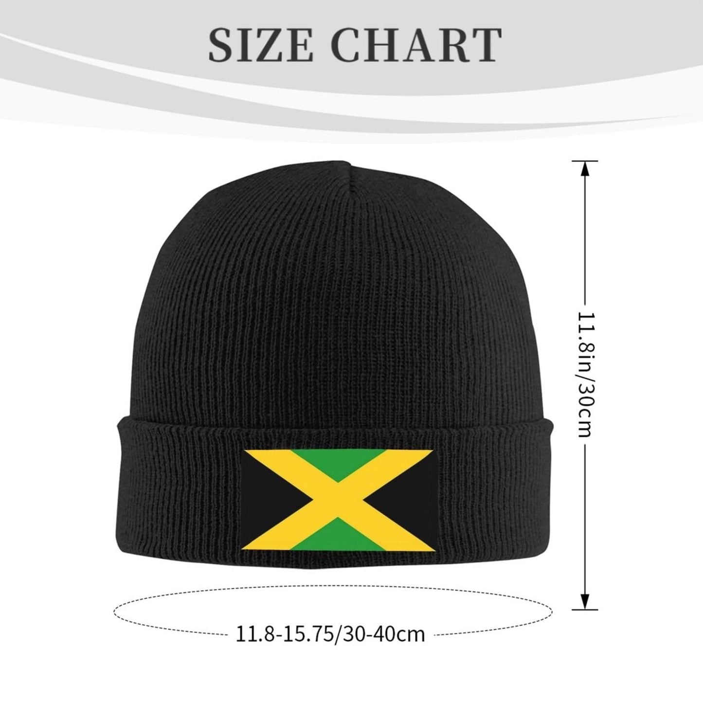 Cute Jamaica Flag Knit Hat Soft Classic Stretchy Ski Beanie Cap Winter Jamaican Warm Hats for Women Men Black