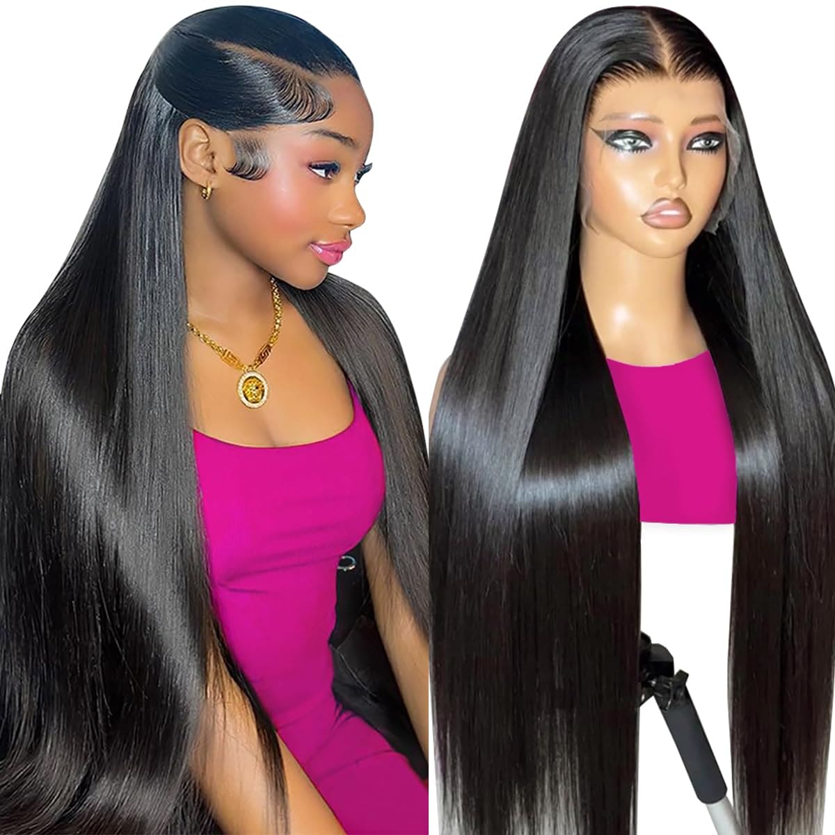 Beluck Straight Human Hair Wig For Black Women, 13X6 HD Lace Front Wigs Human Hair 180 Density, Glueless Wig Human Hair Pre Plucked With Baby Hair, Brazilian Real Human Hair Lace Frontal Wig 16 Inch