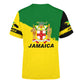 BJU Jamaica Flag T-Shirt Lion King Tee Printed Crewneck Short Sleeve Casual Sports Top Unisex