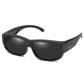 DUCO POLARISED OVERGLASSES Wraparound Fit Over Glasses for Myopia 8956 (Black Frame Gray Lens)