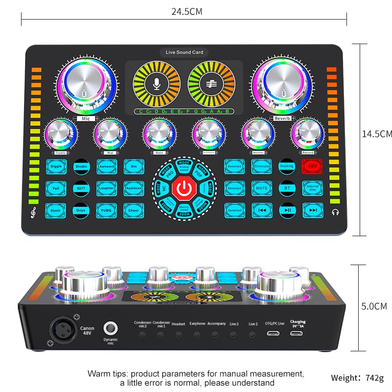 Q7 Professional Audio Mixer,Voice Changer and Audio Interface with DJ Mixer Effects,Podcast Production Studio Equipment,for Podcasting/Gaming/Karaoke/Tiktok/YouTube Streaming