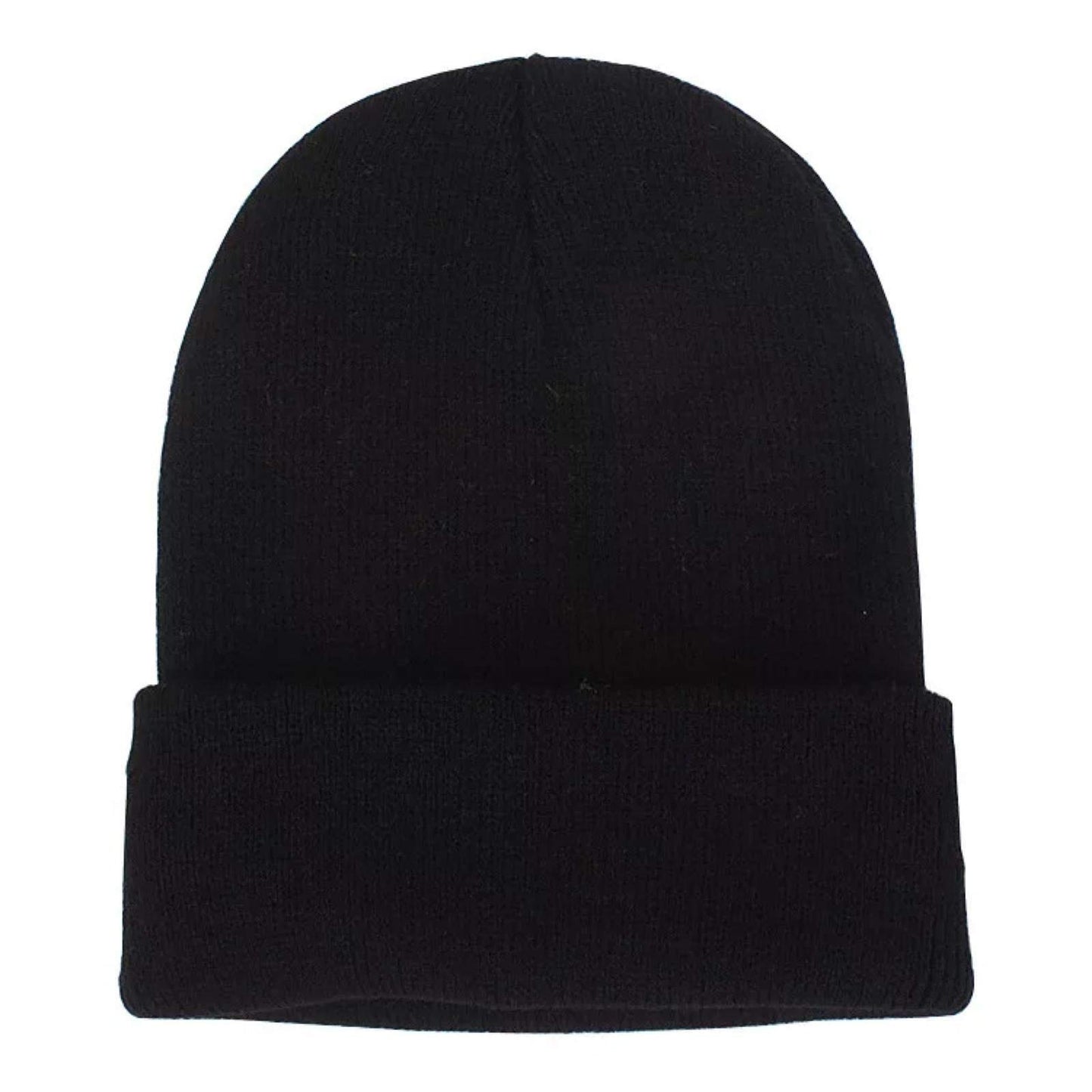 Diffusion Beanie Hat Mens Ladies Womens Unisex Slouch Winter Woolly Turn Up Knitted (Black)