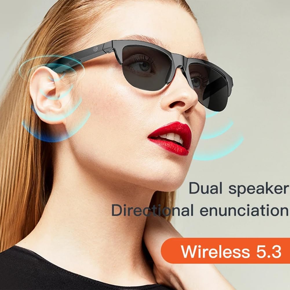 Tumuued Bluetooth V5.3 Sunglasses Glasses New Smart Sunglasses Glasses Call Outdoor Sports Headphones HIFI Black Technology Anti-Touch UV