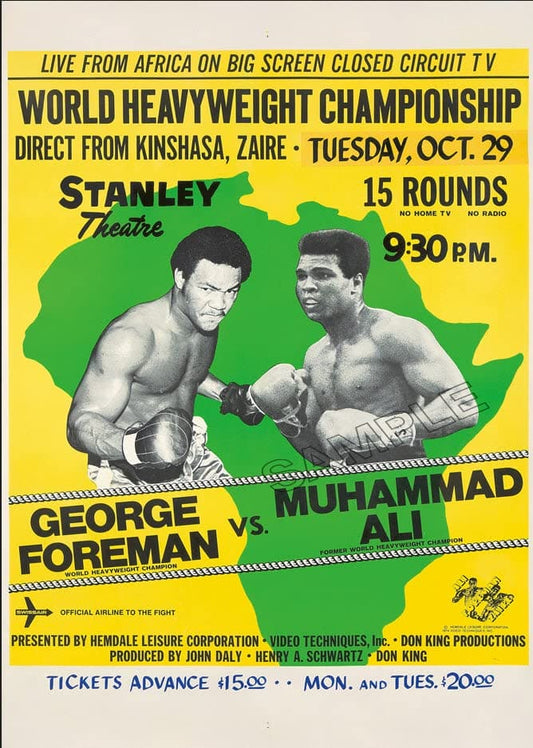 George Foreman vs Muhammad Ali Poster Vintage Boxing Photo Wall Art Picture Poster A4