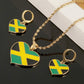 Heart Enamel Jamaica Pendant Necklaces Jewellery Gold Color Jewelry Jamaican Flag Jewelry (Pendant with Earring Set)