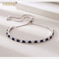 Blue Tennis Bracelets for Women, Sterling Silver Bracelet Silver Crystal Friendship Bracelet, Blue Adjustable Bracelet Diamond Cubic Zircona Lady Bracelet Birthday Presents for Her