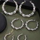 BMC-Designs 3 Pairs of Large Big Wide Silver Round Hoop Bamboo Style Stud Earrings for Pierced Ears E190 UK Seller