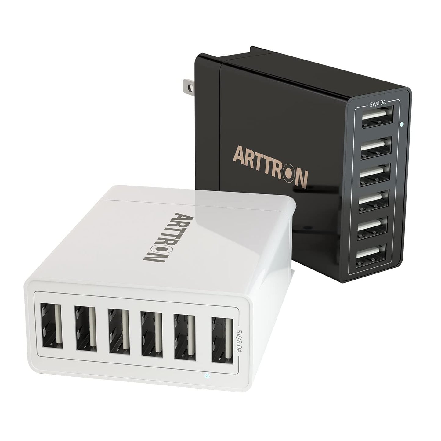 USB Wall Charger,Arttron 40W 6-Port USB Wall Charger Adapter,USB Charging Stations Lightweight Design,Foldable Wall Plug Multiport Charger for iPhone iPad Tablets Smartphones, Home Office Use