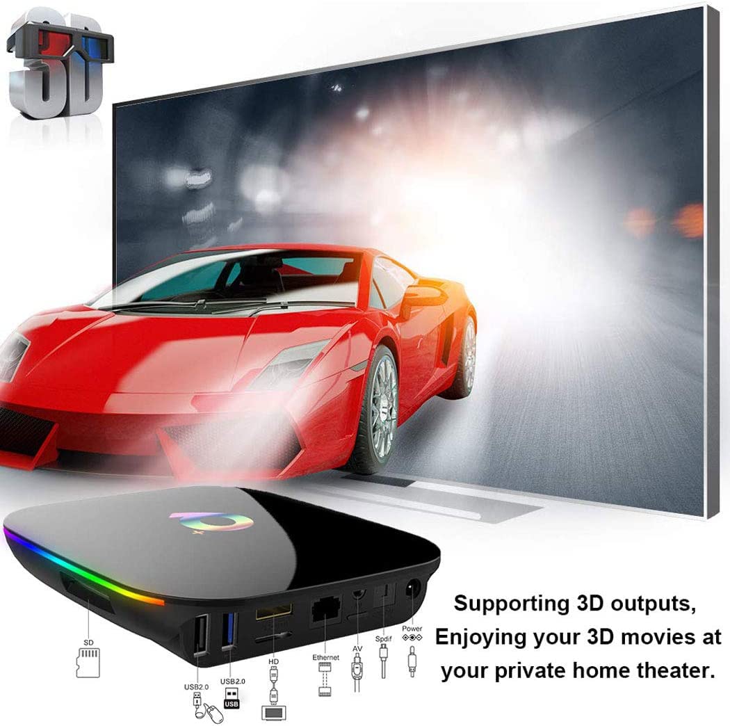 Android TV BOX, Q PLUS Android 10.0 TV BOX 2GB RAM/16GB ROM H616 Quad-Core Support 2.4Ghz WiFi 6K HD DLNA 3D Smart TV BOX