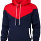 comefohome Mens Hoodies UK Pullover Color Block Sweatshirts Long Sleeve Fleece Hoody Drawstring Casual Designer Tops with Pockets Red Navy L